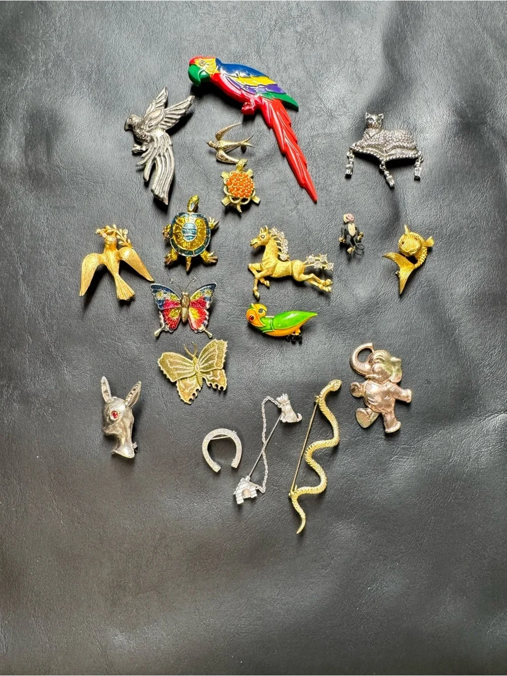 Colorful Parrot & Assorted Women’s Brooch Pin Collection - Multicolor